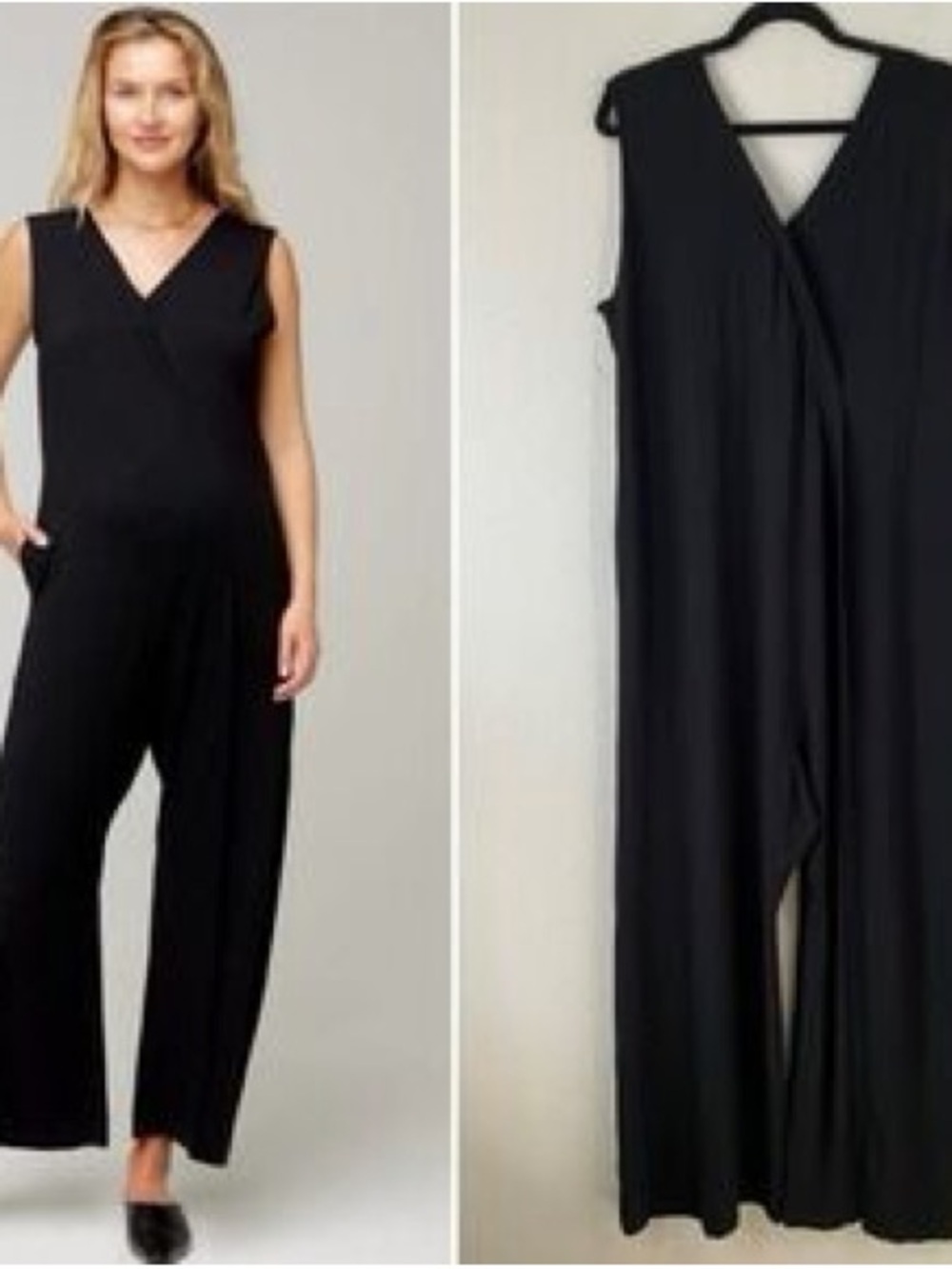 Nom maternity/nursing Black Sleeveless V-Neck snap Jumpsuit size Medium